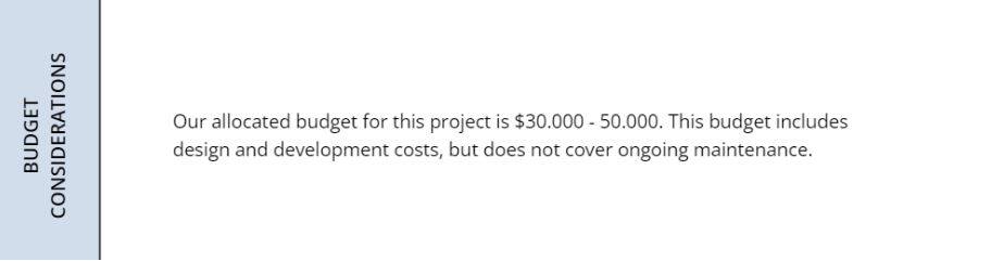 Budget Considerations of a Design Brief