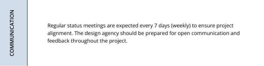 Communication section of a Design Brief